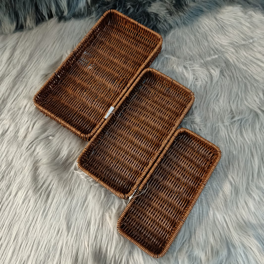 3 Pc Cane Basket Set