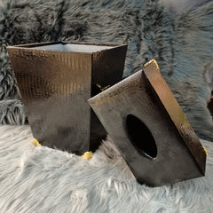Leather DustBin+Tissue Box Set