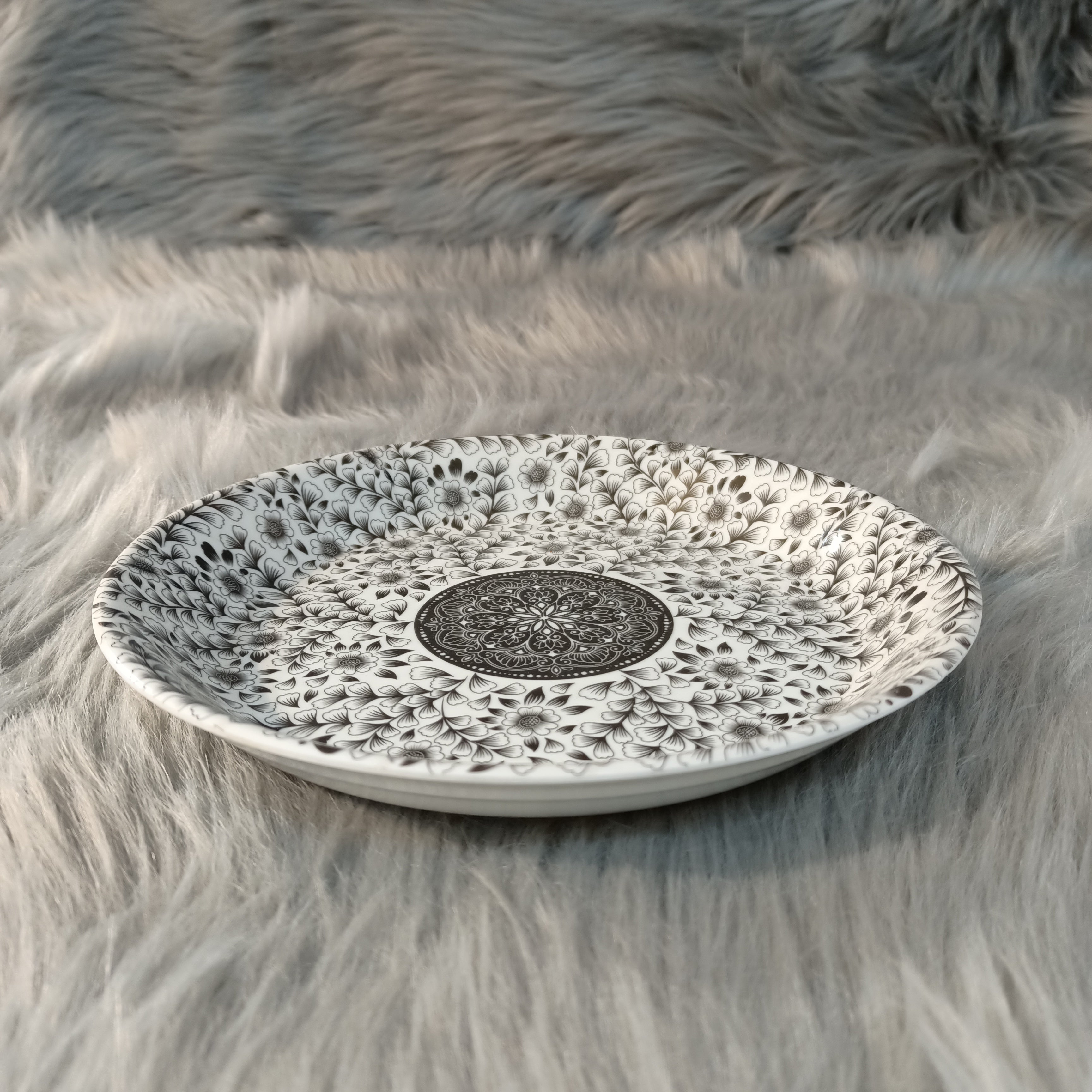 Melamine Curry Plate (White Flowers)