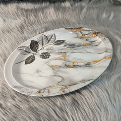 Melamine Oval Tray (Marble Leaf)