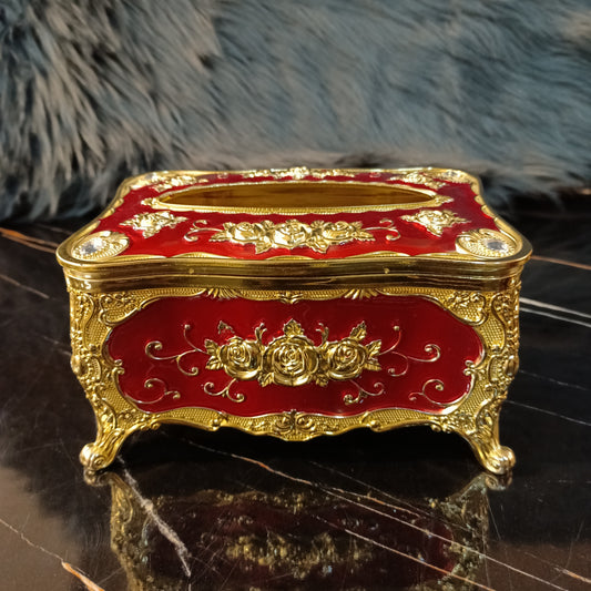 European Style Tissue Paper Box Case-Red Golden