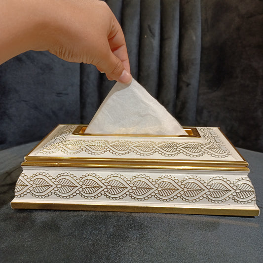 Tissue Box White&Golden