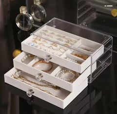 3 Drawers Acrylic Jewellery Box-Offwhite