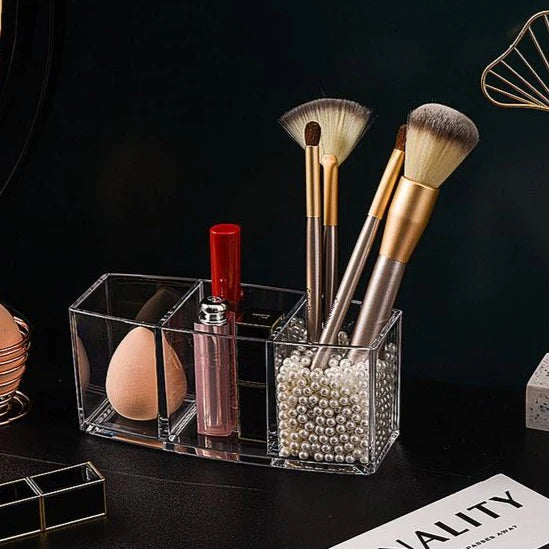 3 Grid Acrylic Makeup Brush Organizer