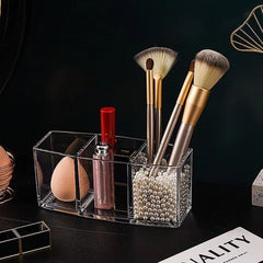 3 Grid Acrylic Makeup Brush Organizer