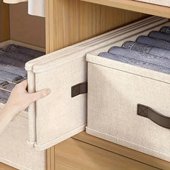 16-Compartment Foldable Fabric Clothes Organizer-Offwhite