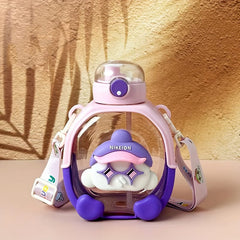 Cartoon Design Sipper Water Bottle-Light Pink