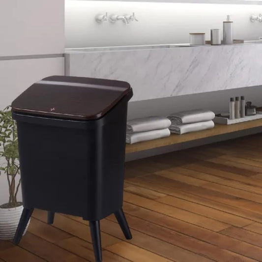 16L Press-Top Modern Trash Bin with Lid Black