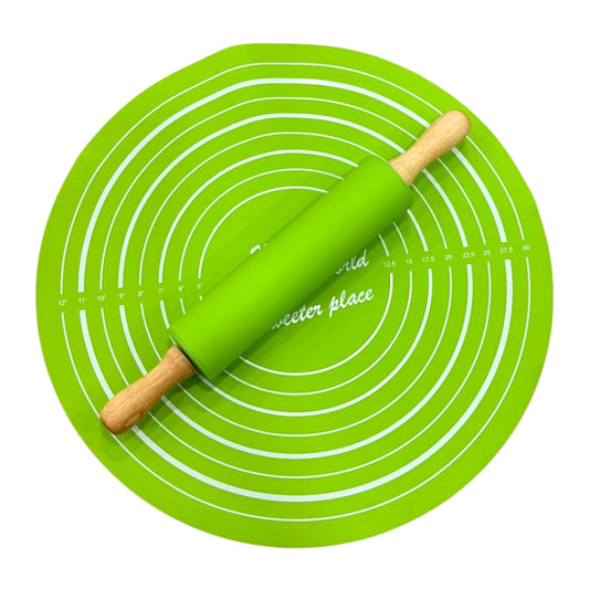 Set of Silicone Rolling Pin with Baking Sheet -Parrot