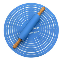 Set of Silicone Rolling Pin with Baking Sheet -Blue