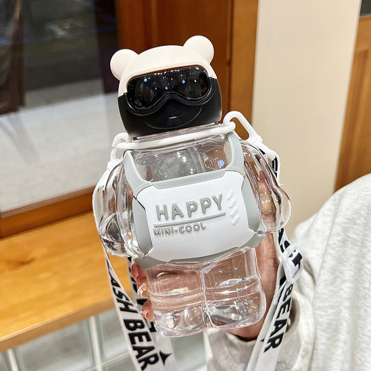 Cartoon Design Water Bottle-White