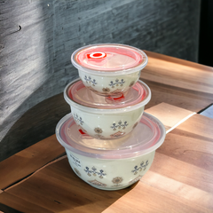 3 Pcs Air Tight Food Boxes (Round)