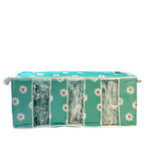 3 Compartment Bag-Green Flower Printed