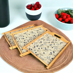 3 Pcs Wooden Tray Set