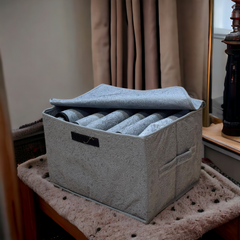 Collapsible Storage Box with Lid (Grey Textured)