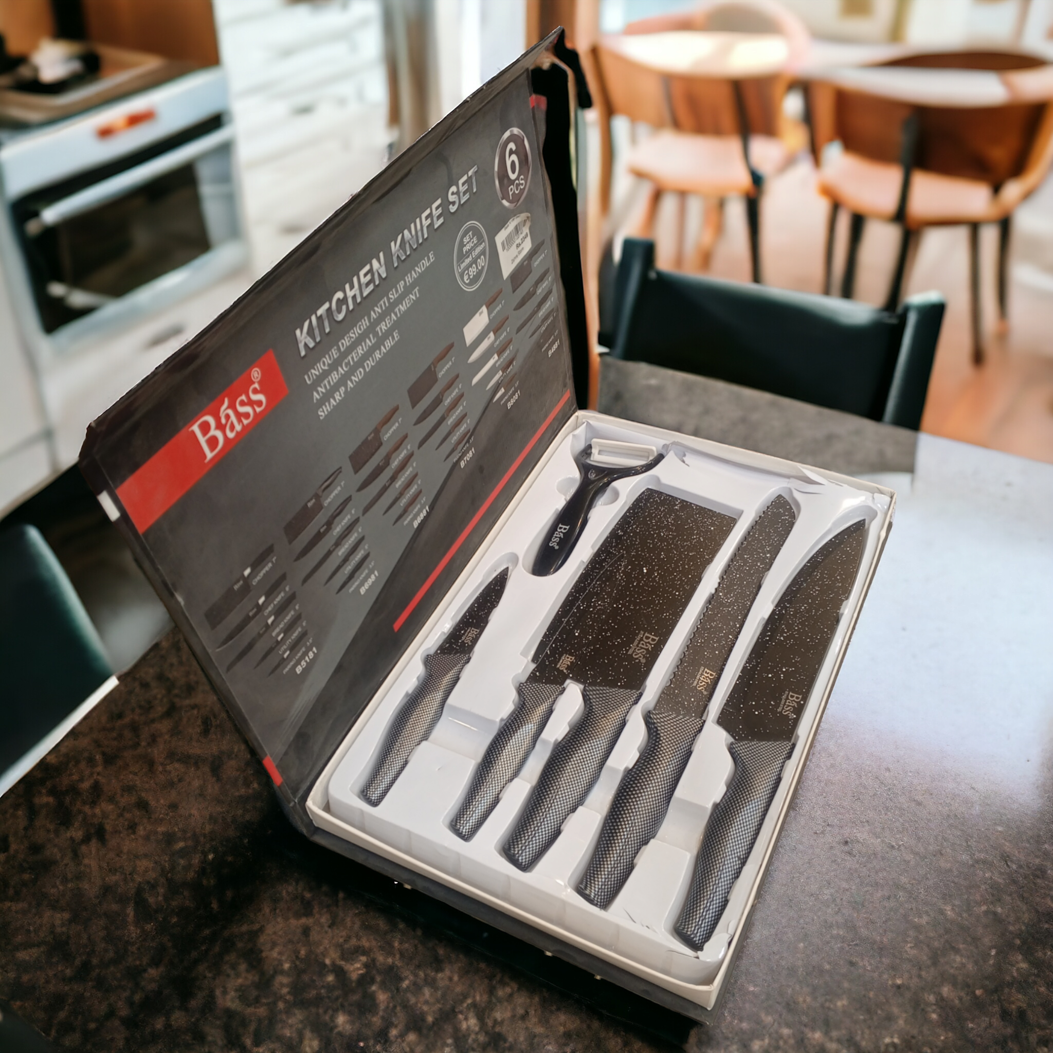 Bass 6 Pcs Stainless Steel Knife Set-D2