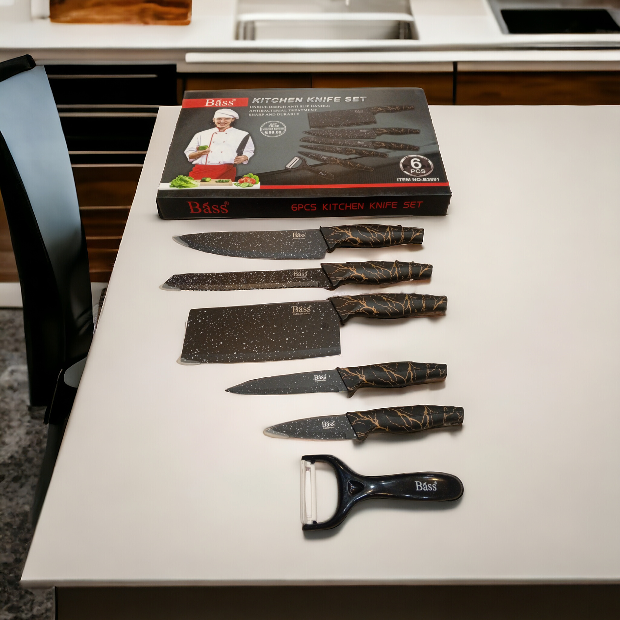 Bass 6 Pcs Stainless Steel Knife Set-D1