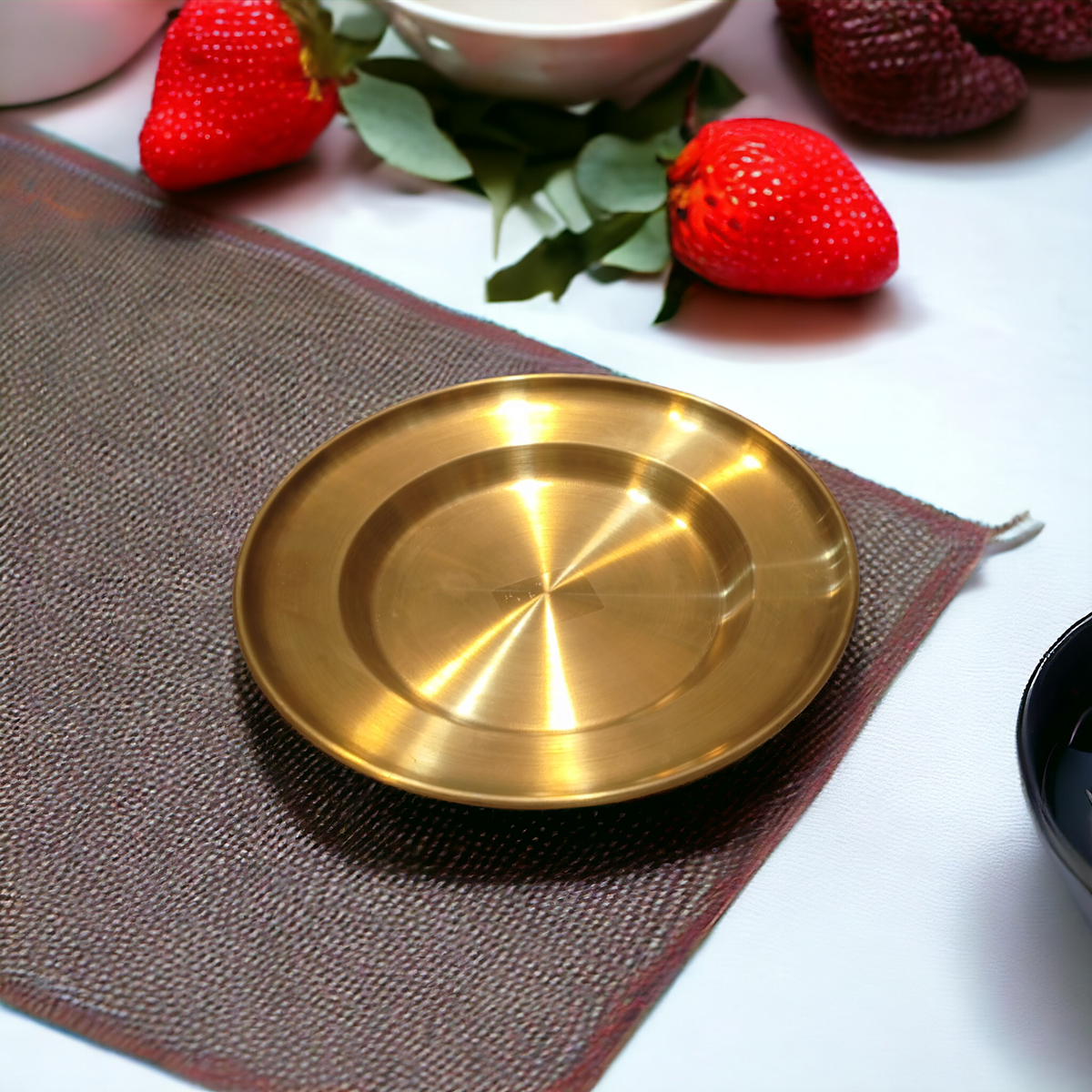 Round Gold Dinner Curry Plate (23cm)