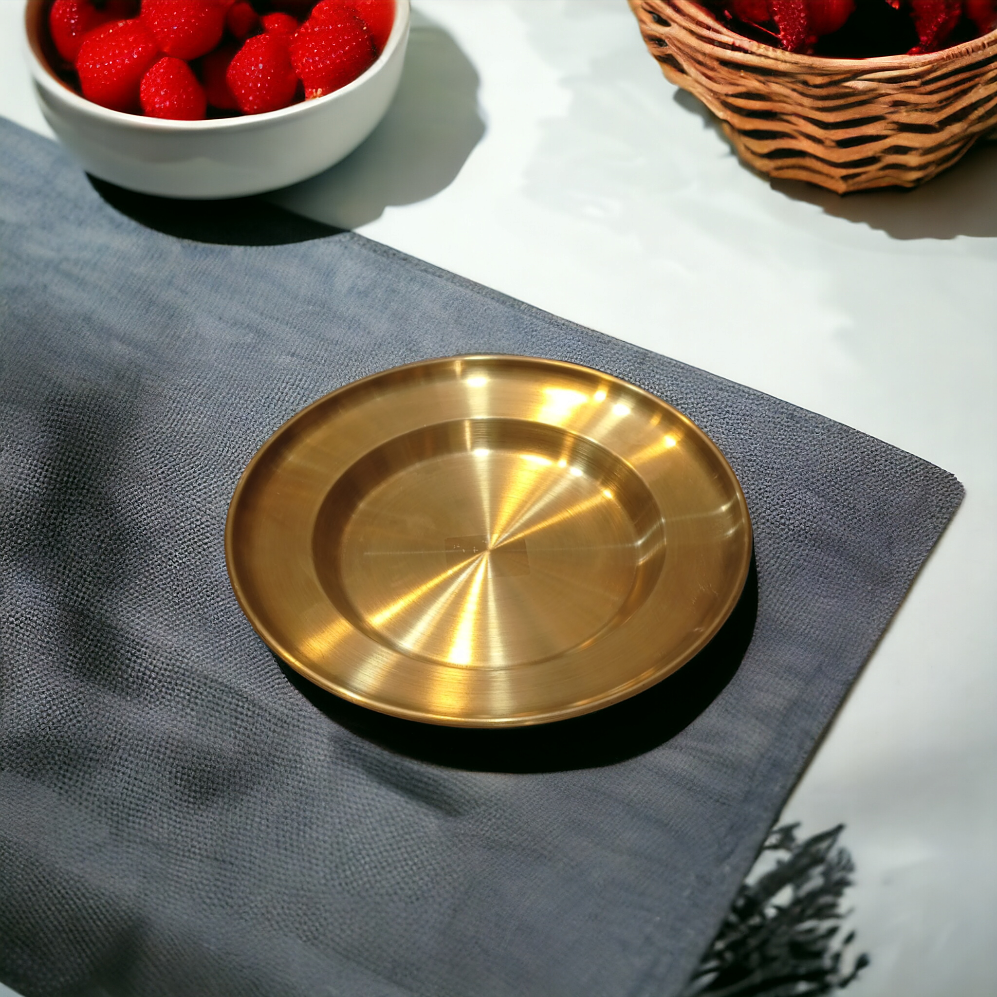 Round Gold Dinner Curry Plate (23cm)