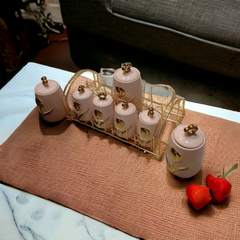 7 Pcs Ceramic Jar Set D2-Pink