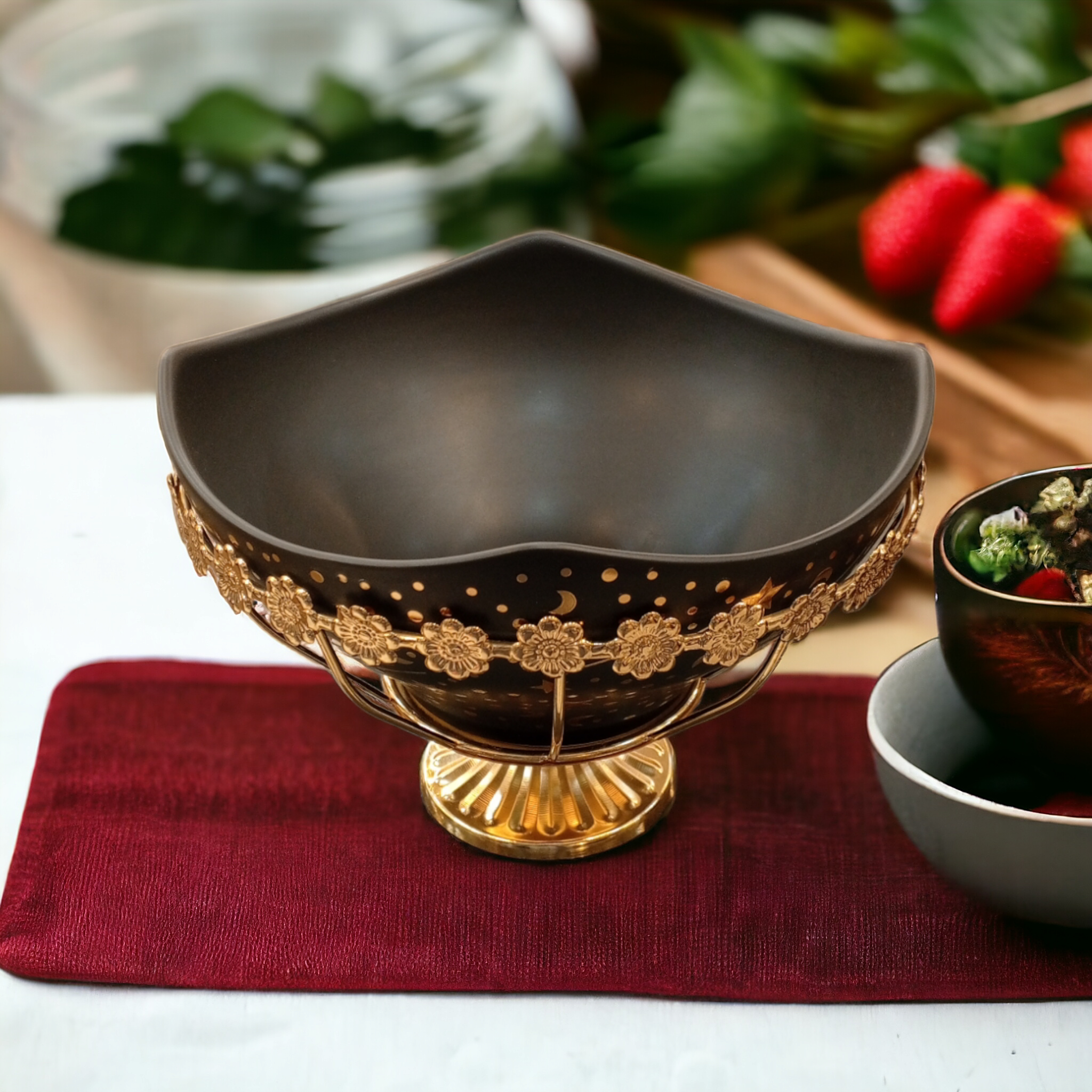 Ceramic Bowl with Golden Stand