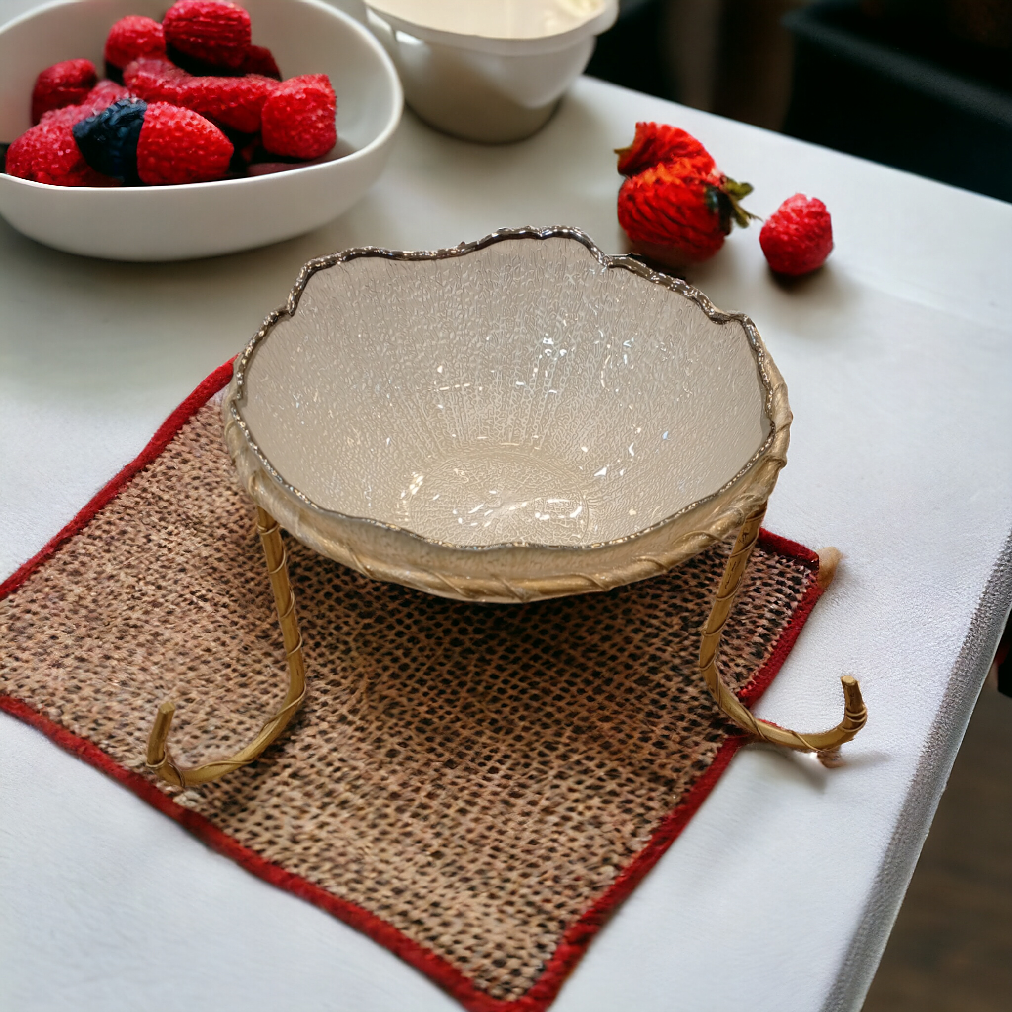 Serving Bowl with Stand-White