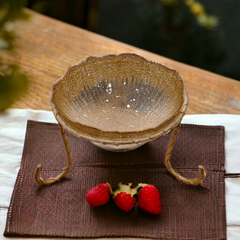 Serving Bowl with Stand-Golden Brown