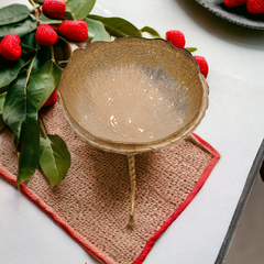 Serving Bowl with Stand-Golden Brown