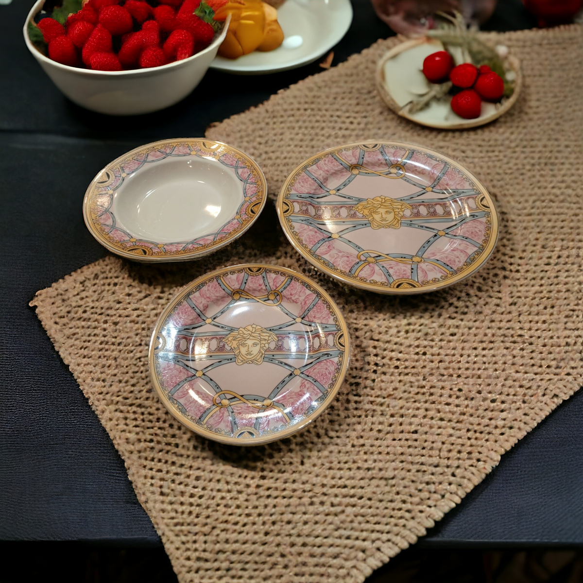 18pcs Ceramic Versace Plate Set-Pink