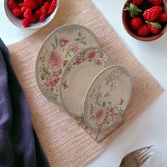 18 Pcs Ceramic Plate Set -Flowers