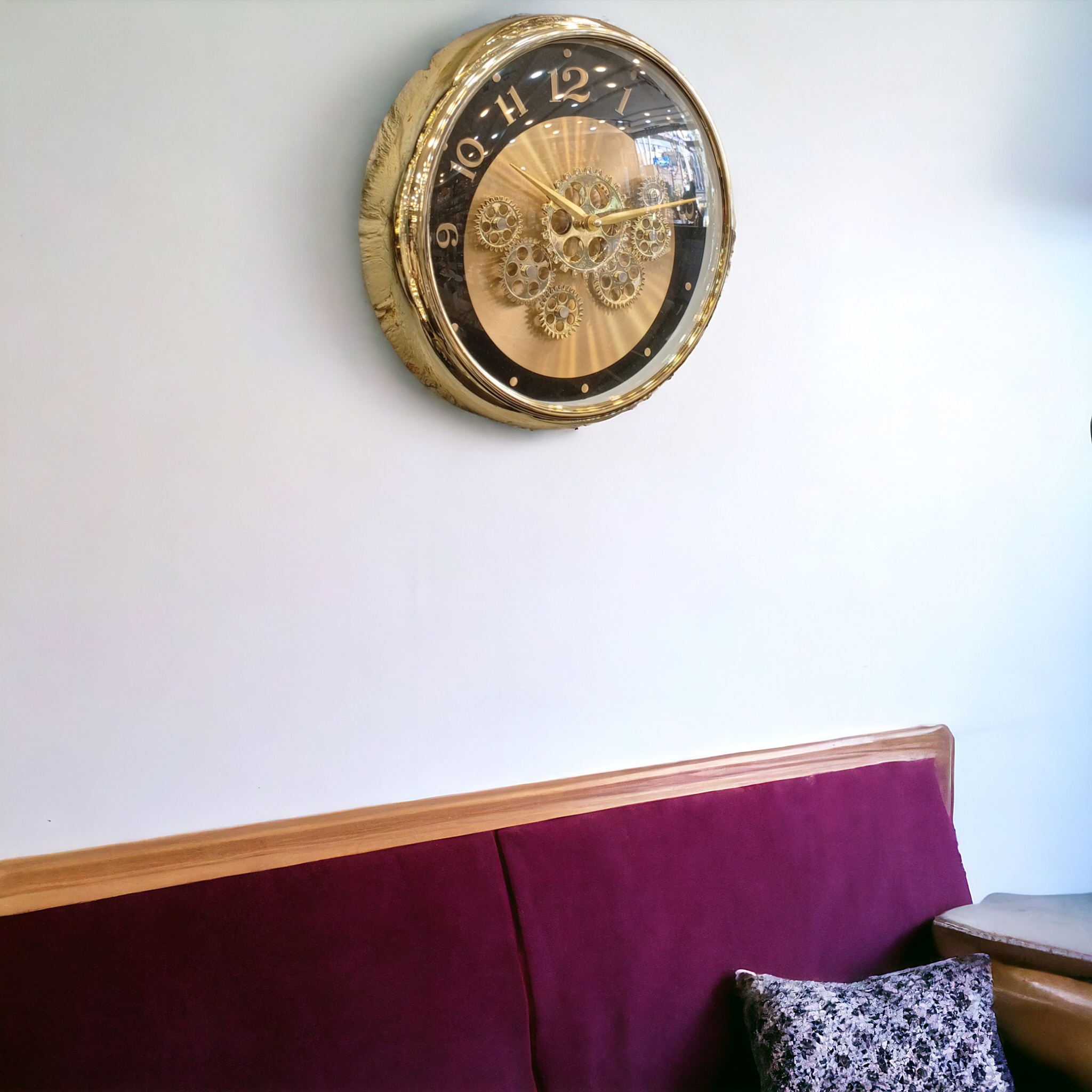 Wall Gear Clock Golden-2006