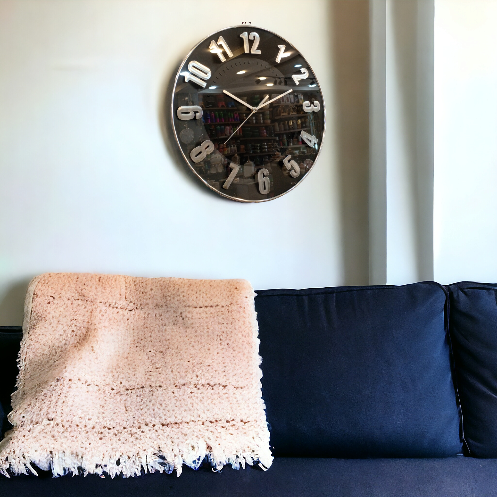 Wall Clock Black & Silver-3307