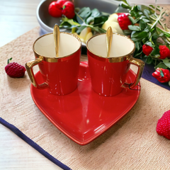 Heart Shape Couple Mug Set-Red