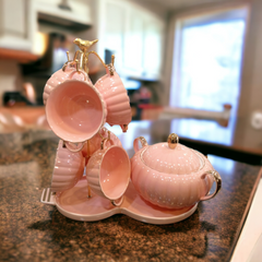 Ceramic Soup Set-Pink-9pcs