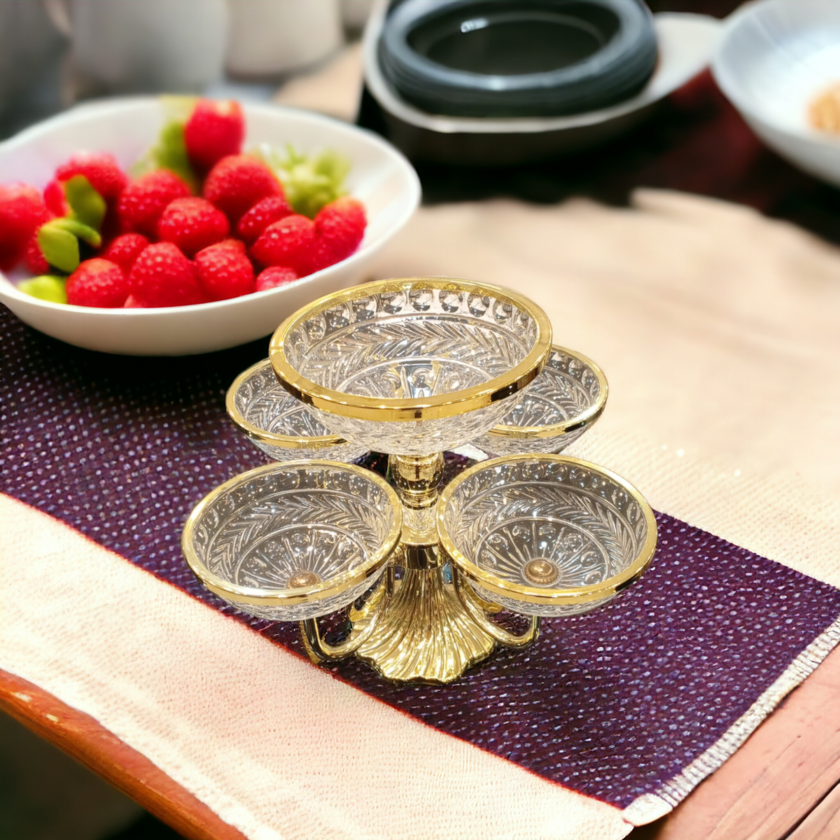 Metal Golden Dry Fruit Tray