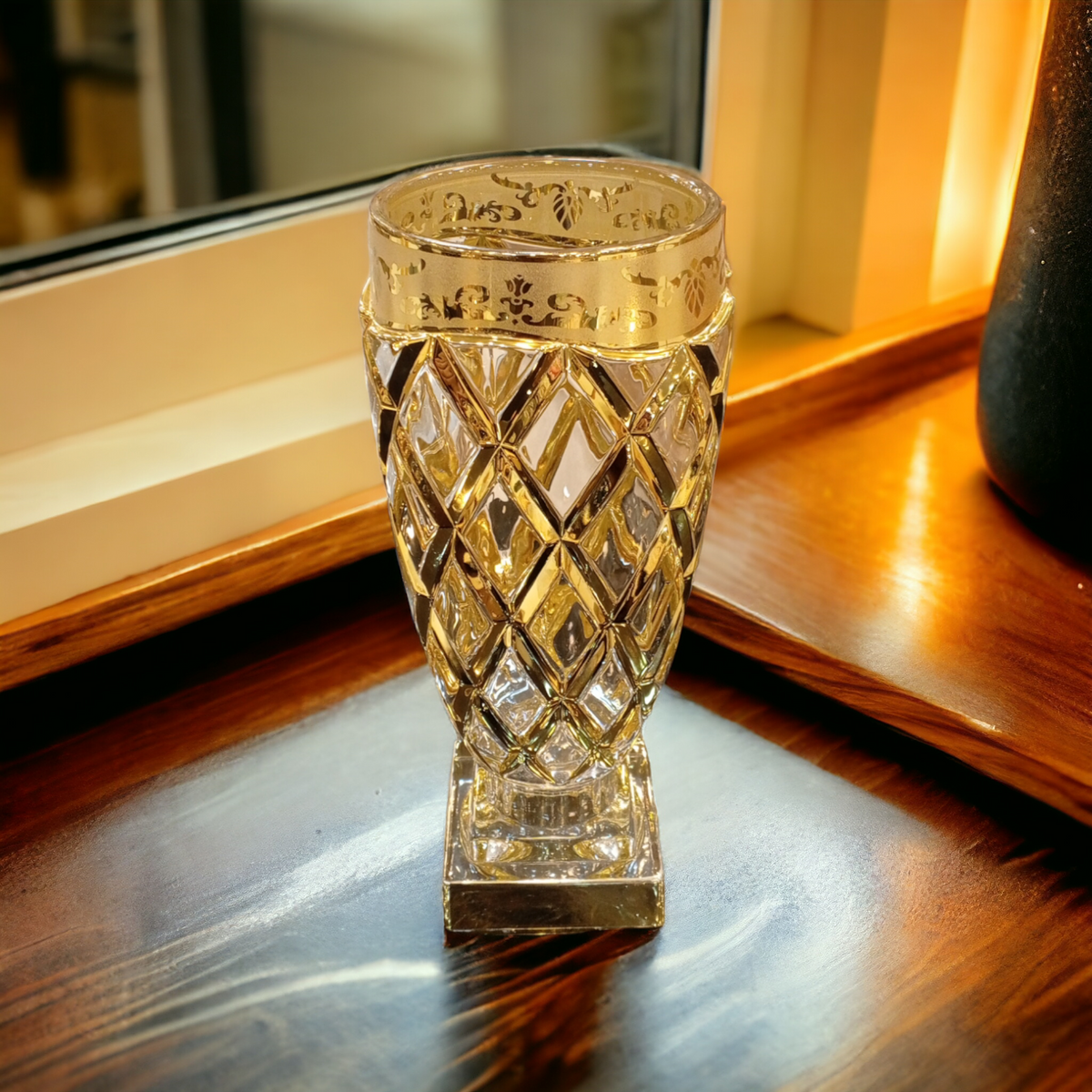 Golden Glass Flower Pot