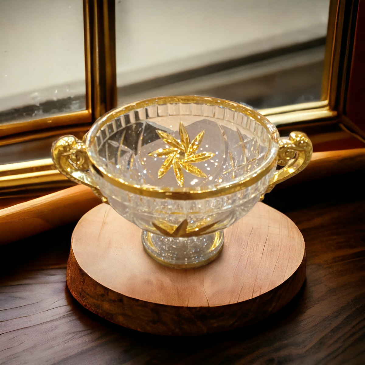 Golden Glass Fruit Bowl