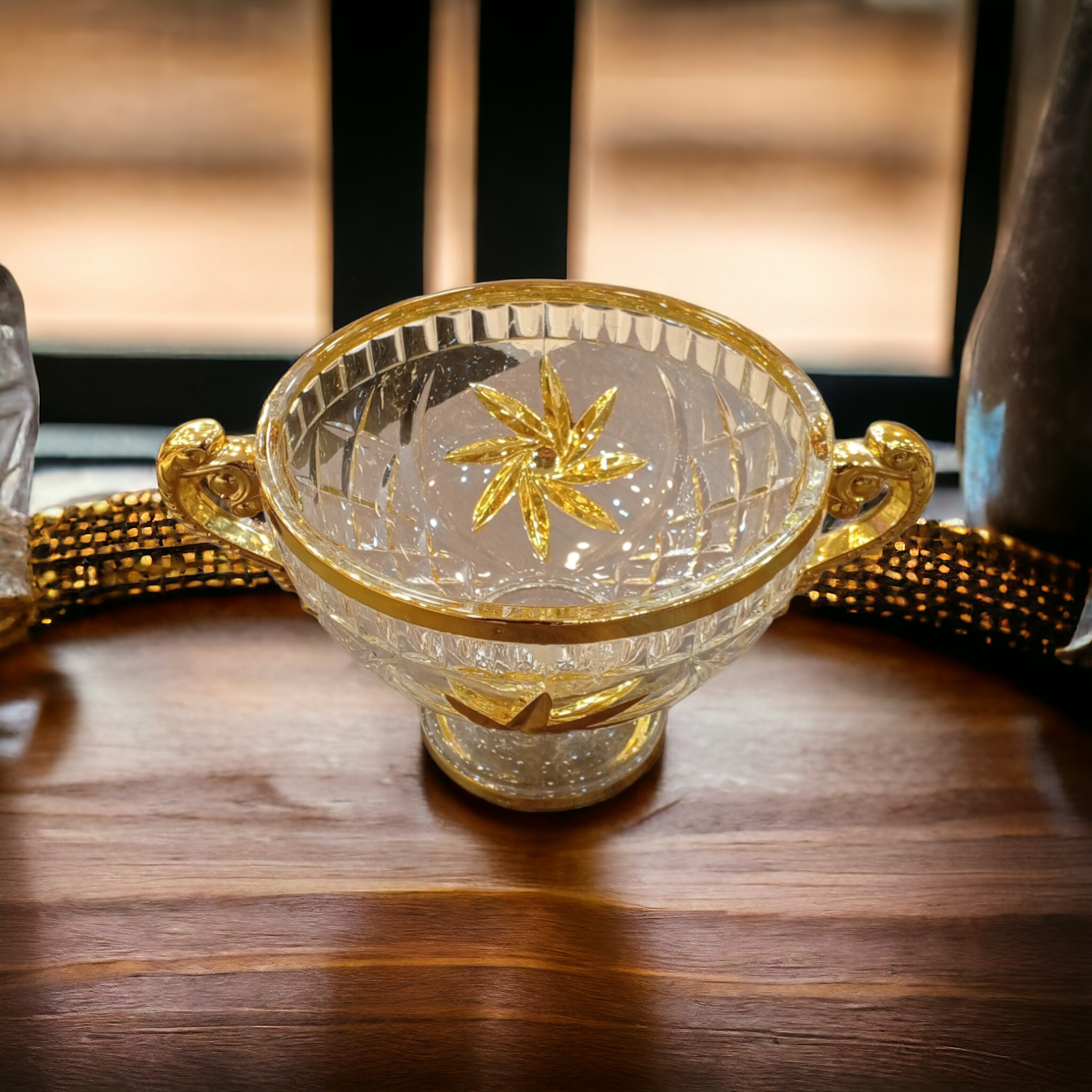 Golden Glass Fruit Bowl