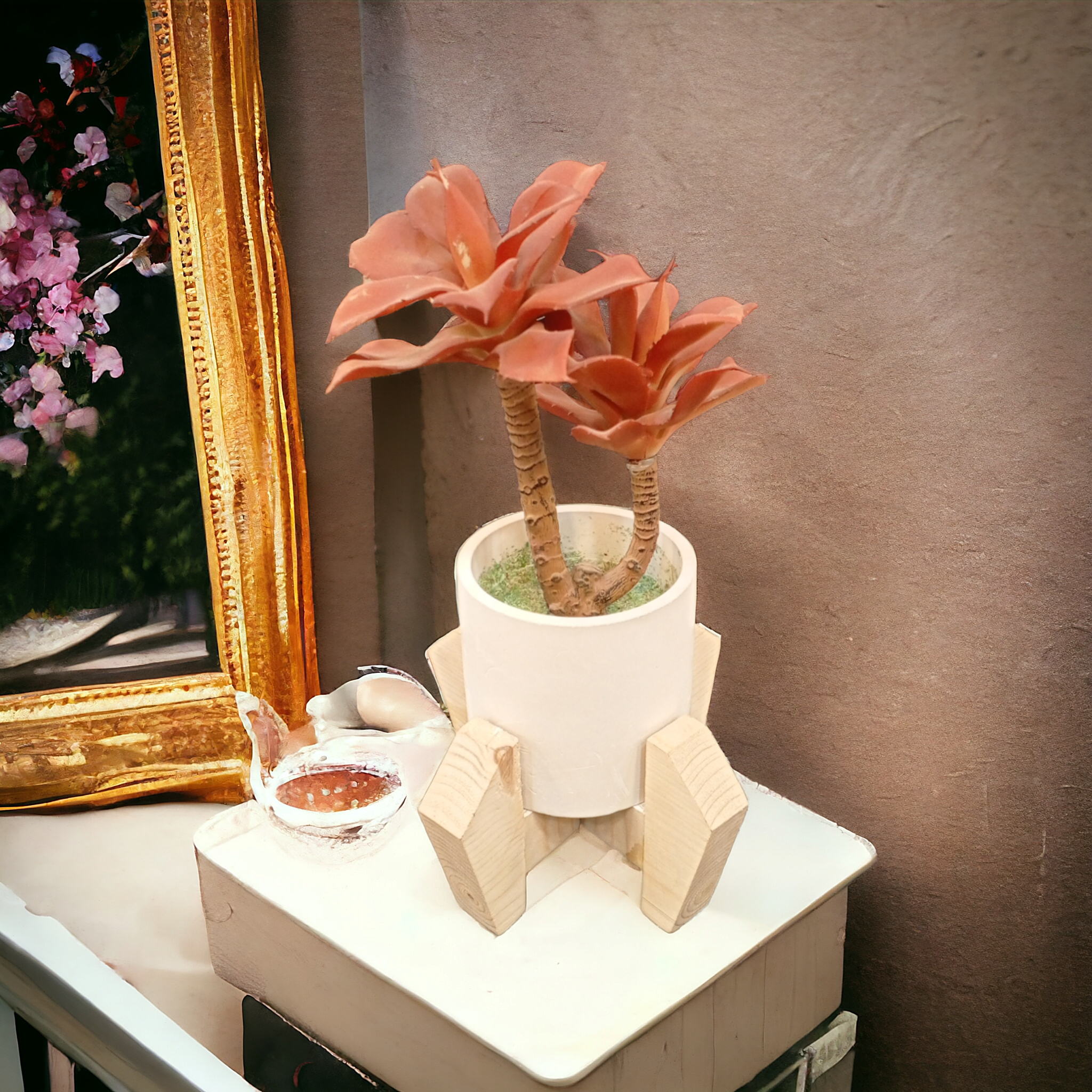 Planter Pot with Wooden Stand-D2