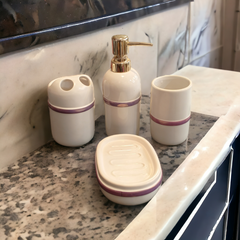 4 Pc Ceramic Bath Set -Purple Line