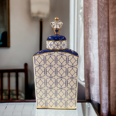 Blue White Ceramic Candy Jar -L