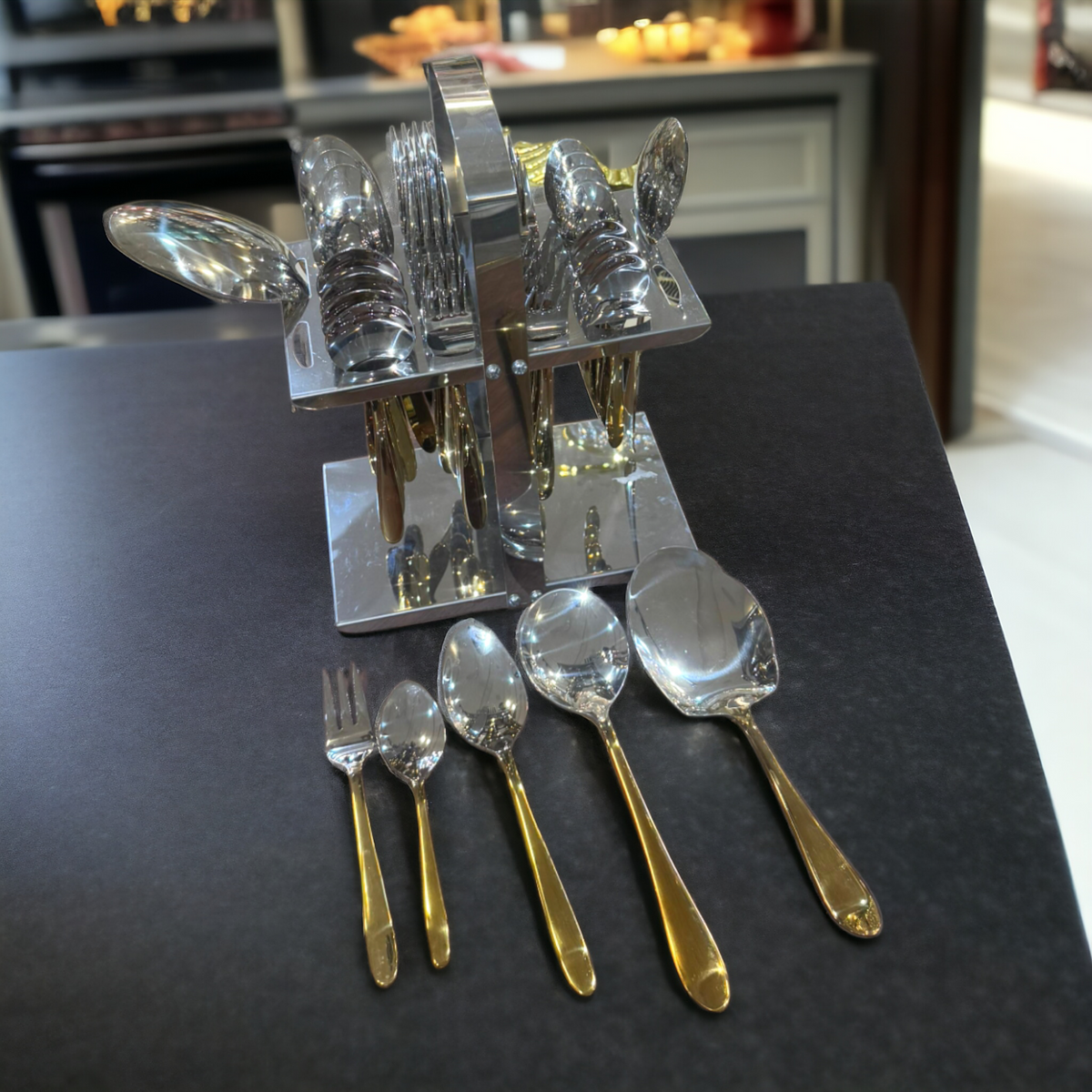 37 Pcs Cutlery Set Silver&Golden