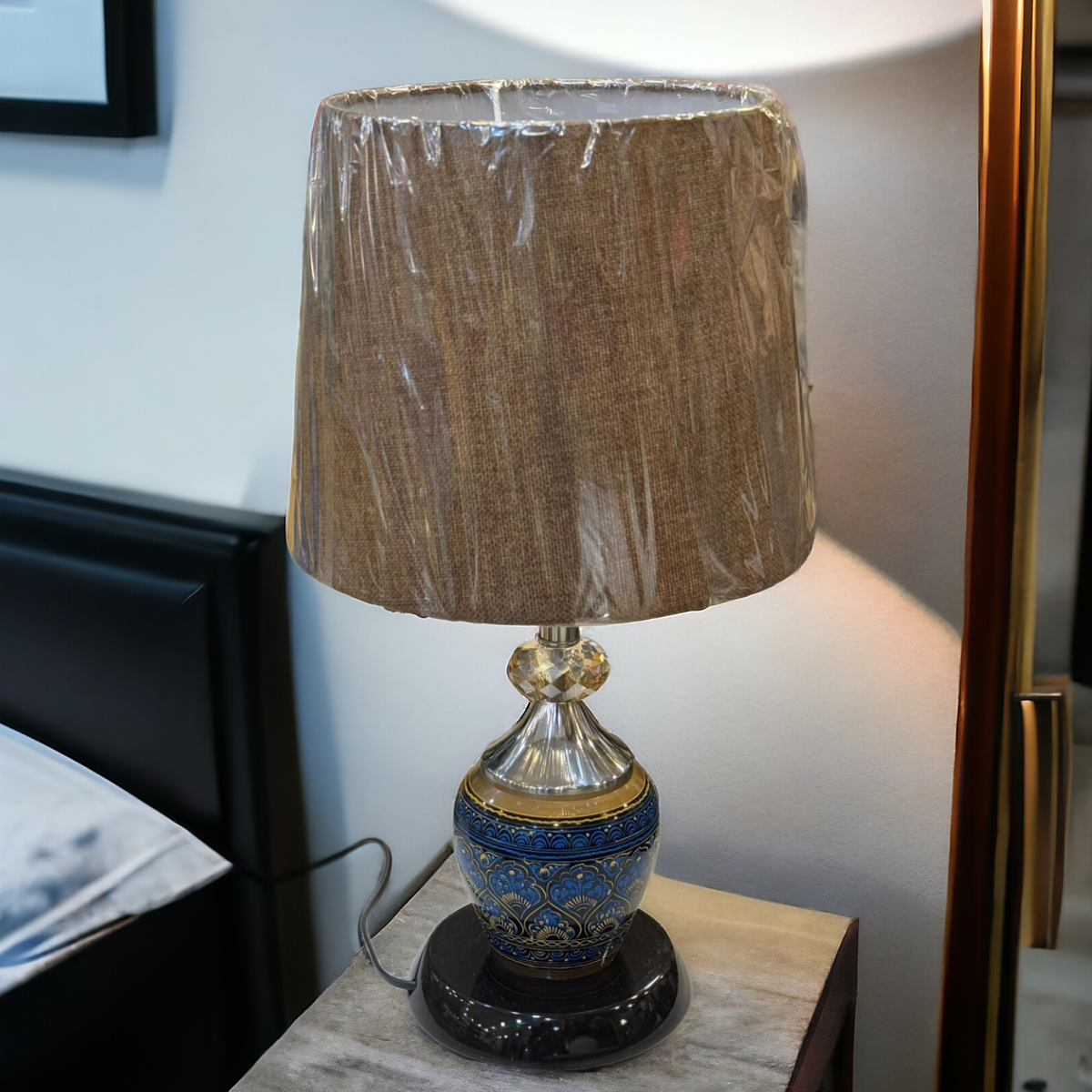 Wooden Table Lamp Blue-U25