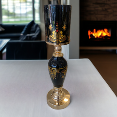 Luxury Metal Glass Candle Stand-Black