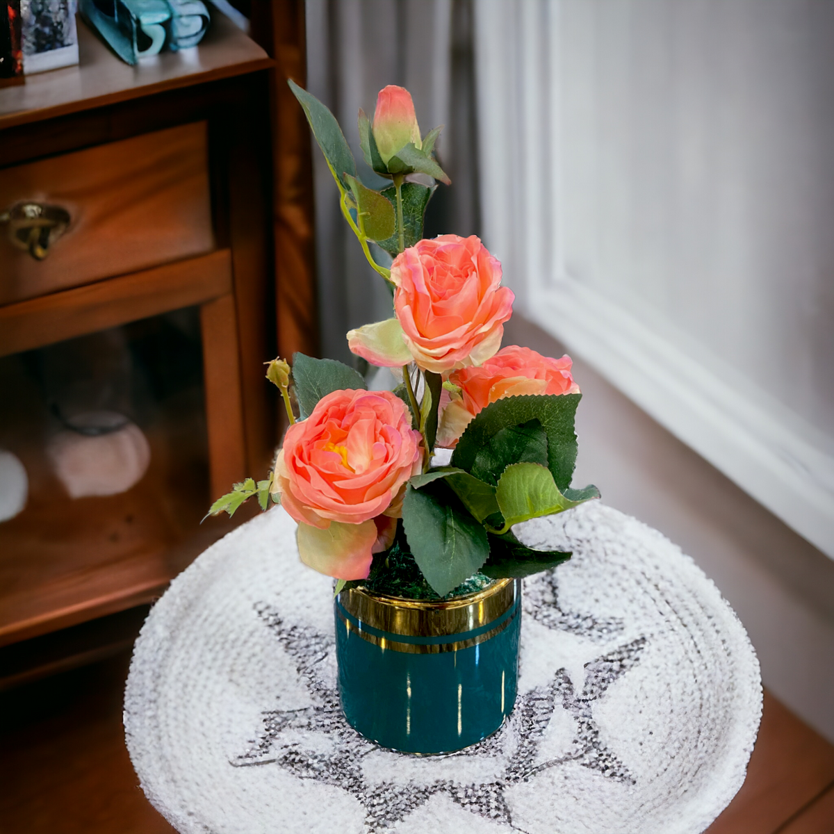 Artificial Rose Plant with Ceramic Base-D1