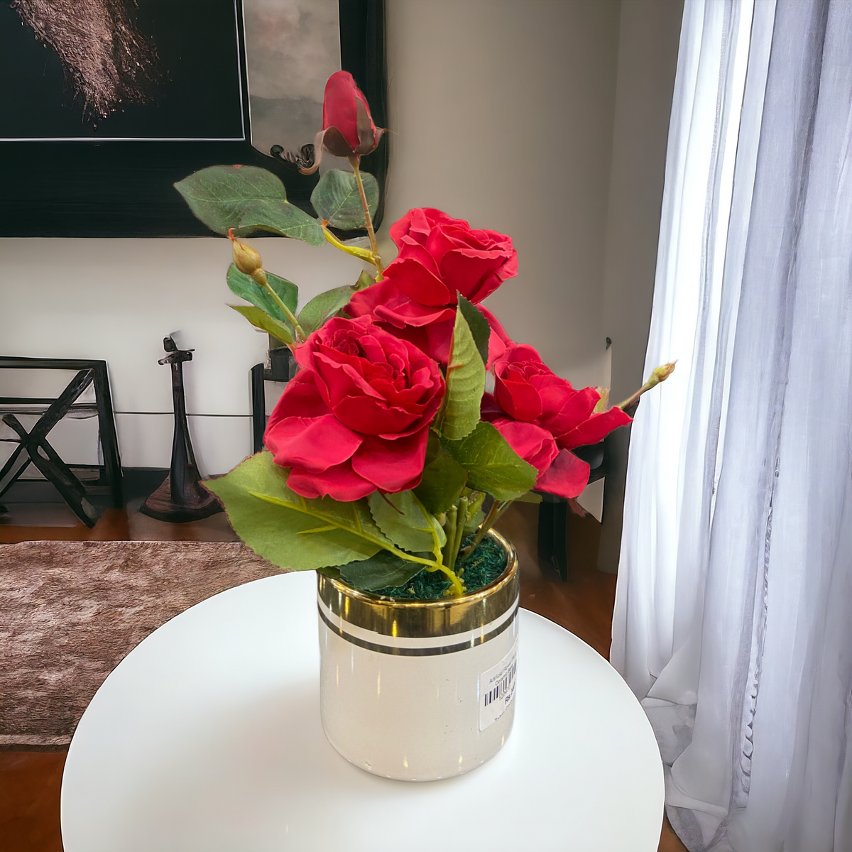 Artificial Rose Plant with Ceramic Base-D3