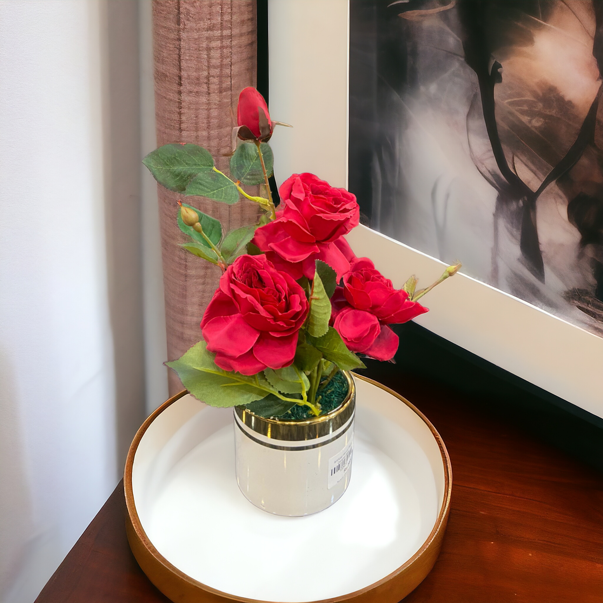 Artificial Rose Plant with Ceramic Base-D3