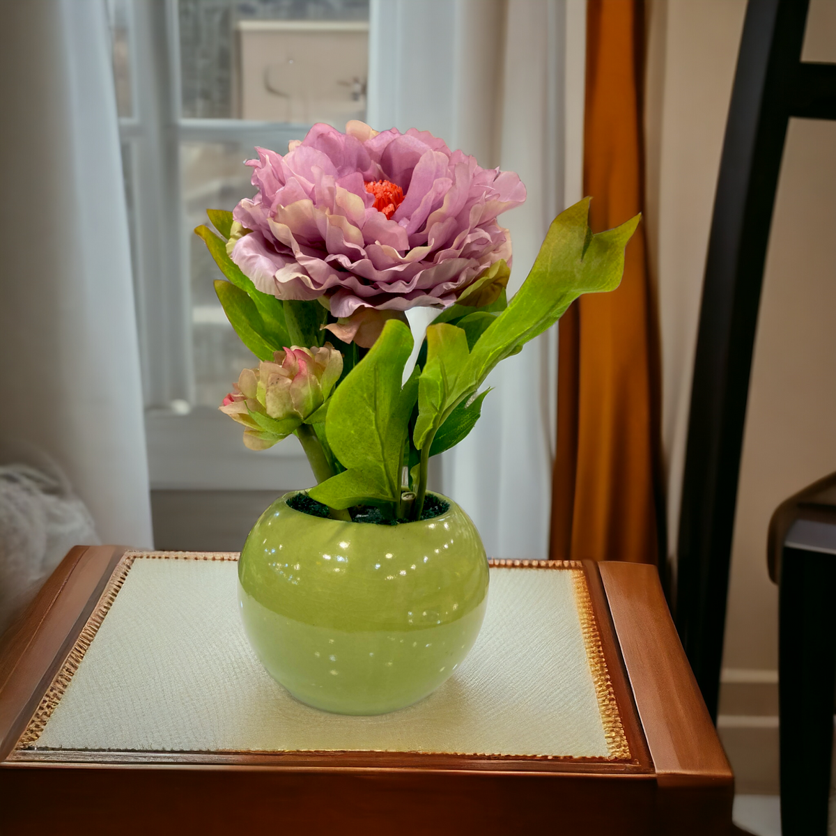 Purple Peony flower with Parrot Pot