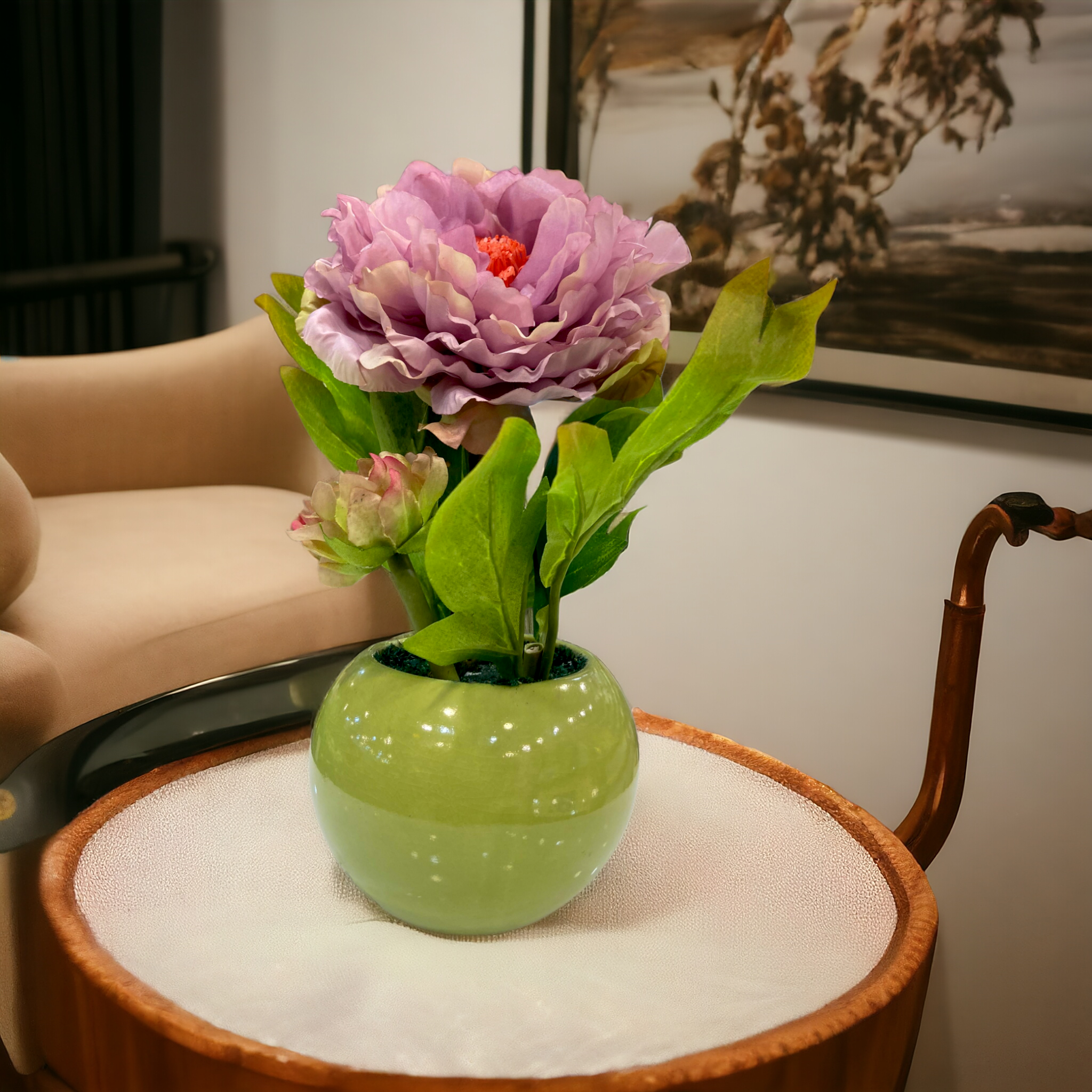 Purple Peony flower with Parrot Pot