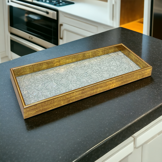 Versatile Golden Border Glass Tray-D1